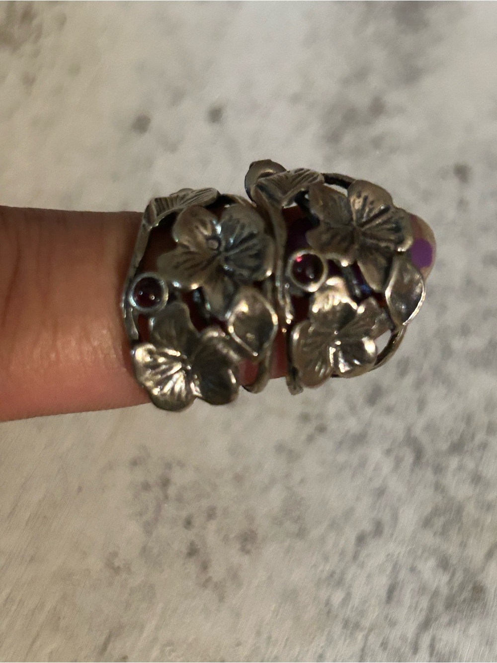 Sterling Silver Floral Vine Earrings with Garnet Accent - Women's Jewelry